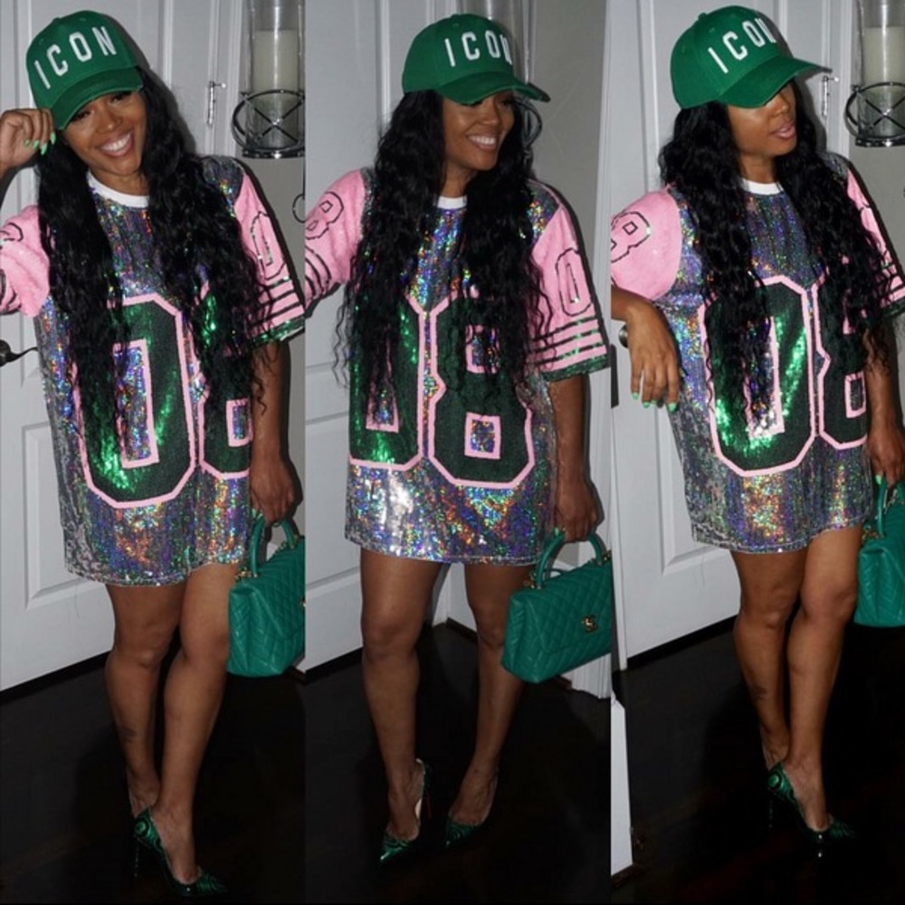 Pink & Green 08 Sequin Jersey Dress